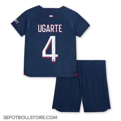 Paris Saint-Germain Manuel Ugarte #4 Replika babykläder Hemmaställ Barn 2023-24 Kortärmad (+ korta byxor)